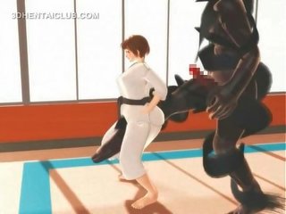 הנטאי karate צעיר אישה חינוק ב א מאסיבי manhood ב תלת ממדים
